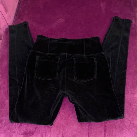 Athleta Black Women’s Velvet Elastic Waistband Fitted Leggings Pants Small - Picture 6 of 9